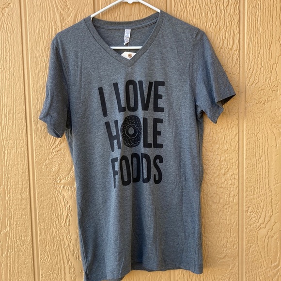 Ruby’s Rubbish Tops - Ruby’s Rubbish Tee gray v neck graphic I Love Hole Foods New Size Med